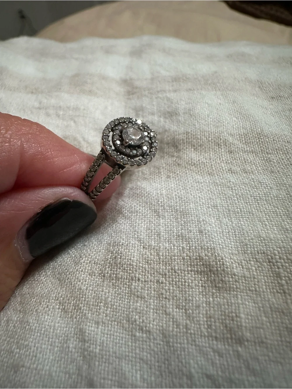 Pandora Silver Halo Ring with Clear Center Stone